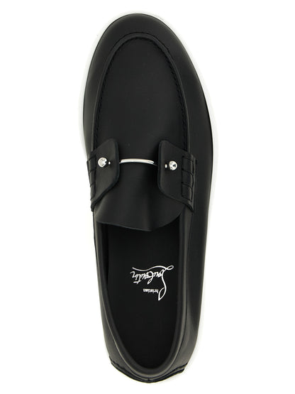 Loafer Slip-On Shoes by Christian Louboutin for men in calfskin leather black showcases a timeless silhouette from the Men's Calfskin Leather Loafer Slip-On Shoes collection, featuring a timeless and for a timeless finish.