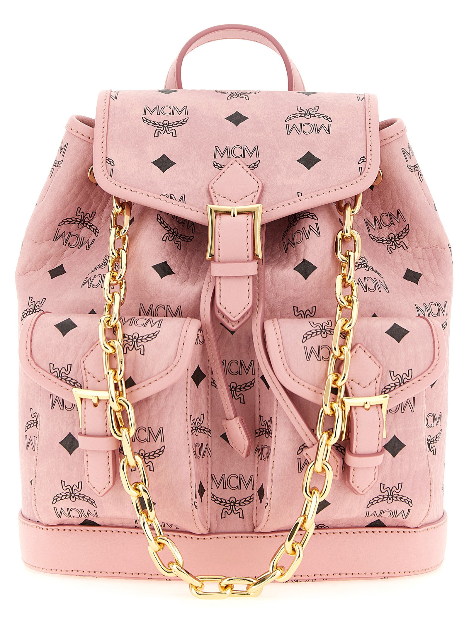 Mini Backpack by MCM for women in suede polyester polyethylene polyurethane leather gold, multicolor, pink & monogram presents a versatile Aren Visetos Suede Polyester Polyethylene Polyurethane Leather Mini Backpack design, showcasing a secure with ample and versatile backpack-strap & adjustable-strap for a versatile finish.