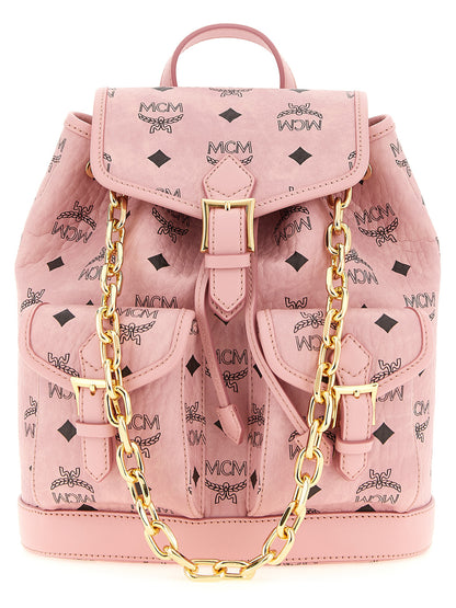 Mini Backpack by MCM for women in suede polyester polyethylene polyurethane leather gold, multicolor, pink & monogram presents a versatile Aren Visetos Suede Polyester Polyethylene Polyurethane Leather Mini Backpack design, showcasing a secure with ample and versatile backpack-strap & adjustable-strap for a versatile finish.
