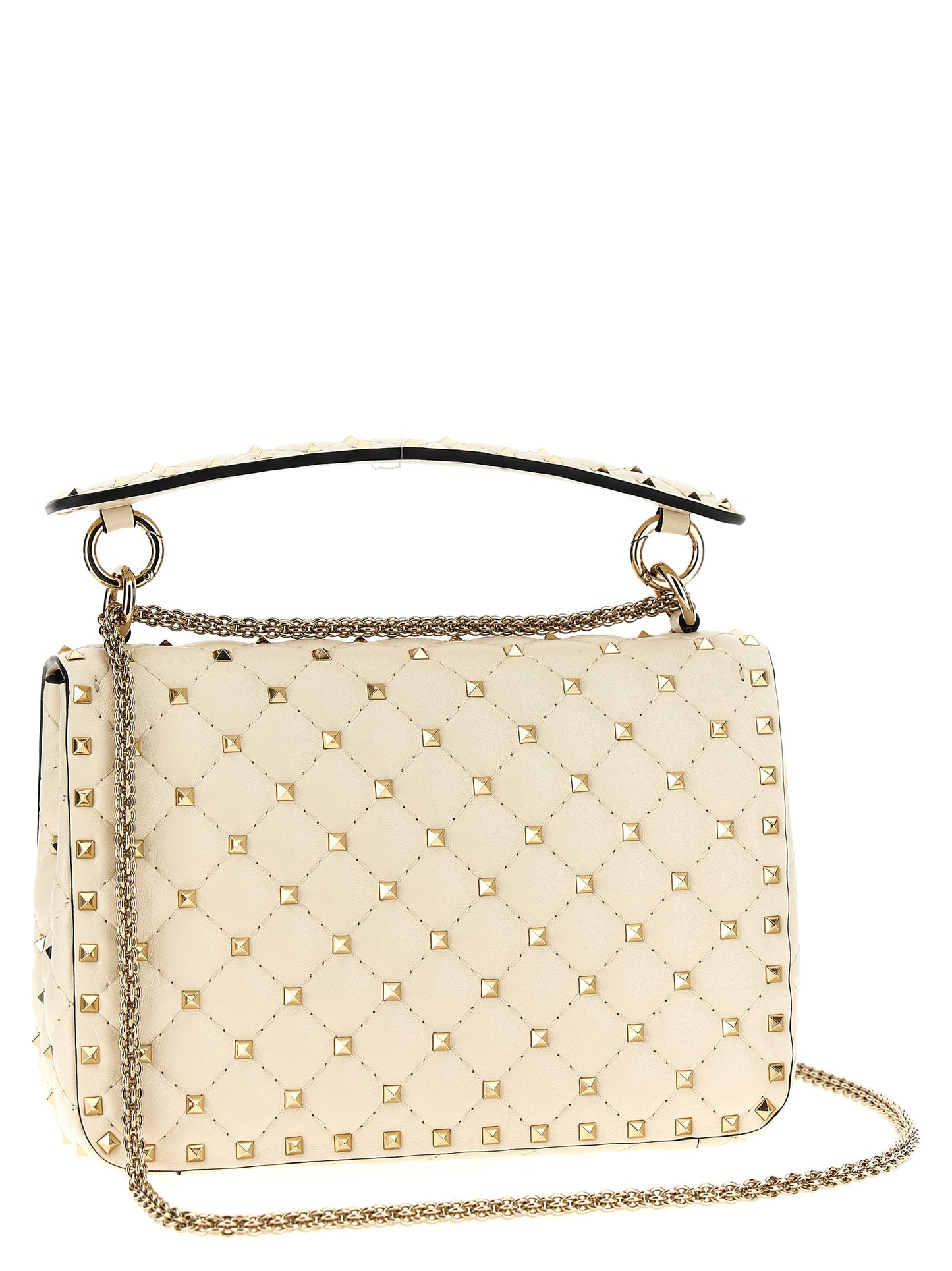 Shoulder Flap Bag by Valentino Garavani for women in lamb leather white presents a versatile silhouette, showcasing a secure flap and versatile with versatile shoulder-strap & handle for a sophisticated look.
