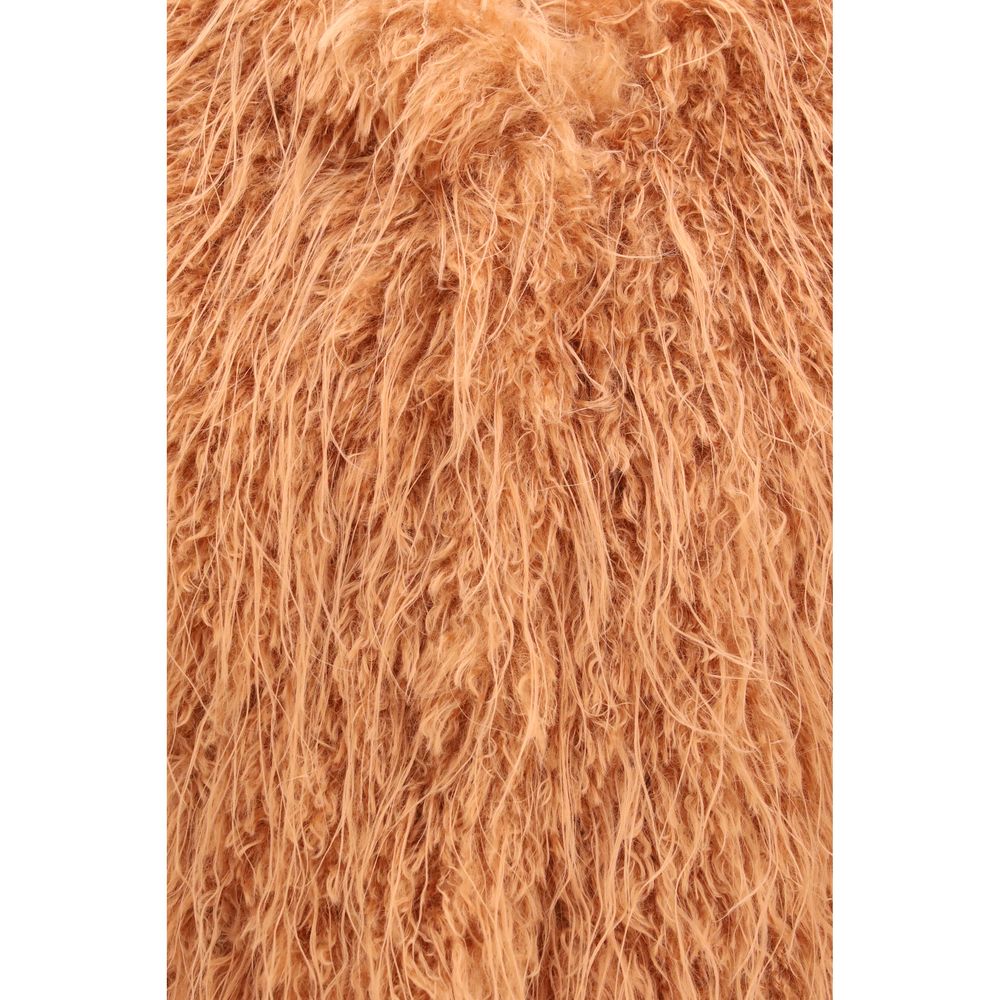 Vest by Forte_Forte for women in polyester faux fur orange showcases a utilitarian silhouette, artfully incorporating and a utilitarian for a truly utilitarian finish.