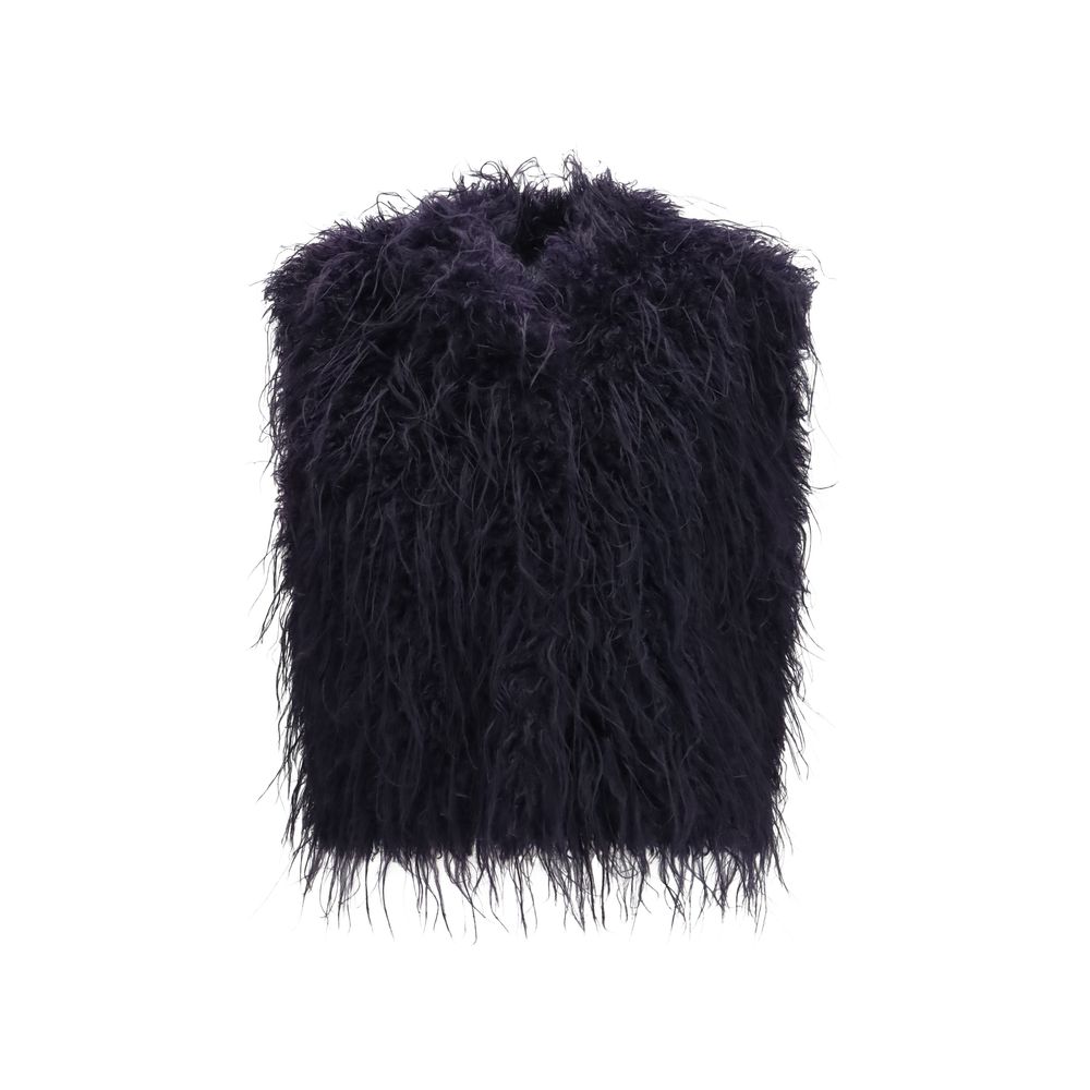 Vest by Forte_Forte for women in polyester faux fur blue features a chic silhouette, expertly detailed with a refined and premium for a truly chic look.