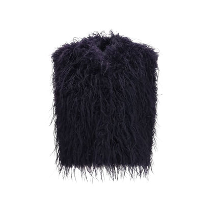 Vest by Forte_Forte for women in polyester faux fur blue features a chic silhouette, expertly detailed with a refined and premium for a truly chic look.