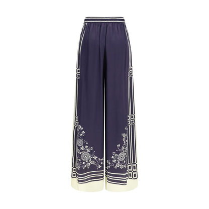 Casual Pants by Alemais for women in silk blue, floral, print & striped features an refined tailoring silhouette, showcasing a premium relaxed-fit, regular-fit & wide with a and long cut for a refined tailoring look.