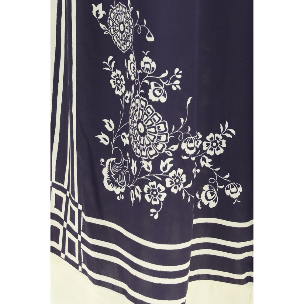 Casual Pants by Alemais for women in silk blue, floral, print & striped features a polished silhouette with a polished relaxed-fit, regular-fit & wide, reaching a polished long and finished with a polished .