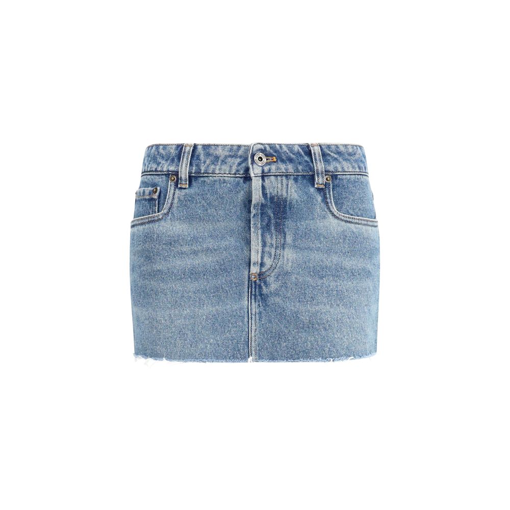 Skirt by Miu Miu for women in denim cotton blue features a captivating silhouette, showcasing the captivating Women's Denim Straight Cotton Mini Skirt design with a sophisticated mini for a captivating look.
