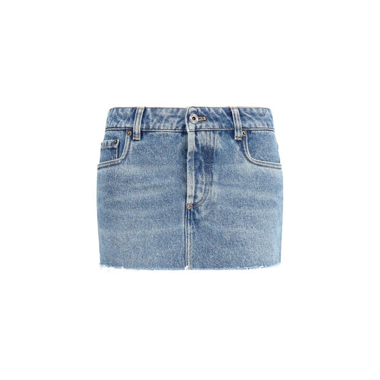 Skirt by Miu Miu for women in denim cotton blue features a captivating silhouette, showcasing the captivating Women's Denim Straight Cotton Mini Skirt design with a sophisticated mini for a captivating look.