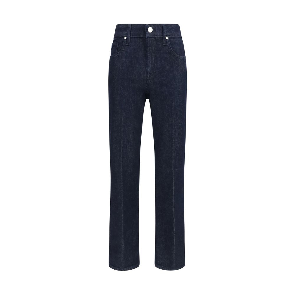 Jeans by Jacob Cohen for women in polyester cotton denim blue & white features an refined tailoring silhouette, showcasing a premium straight, slim & cropped with a high rise and cropped cut for a refined tailoring look.