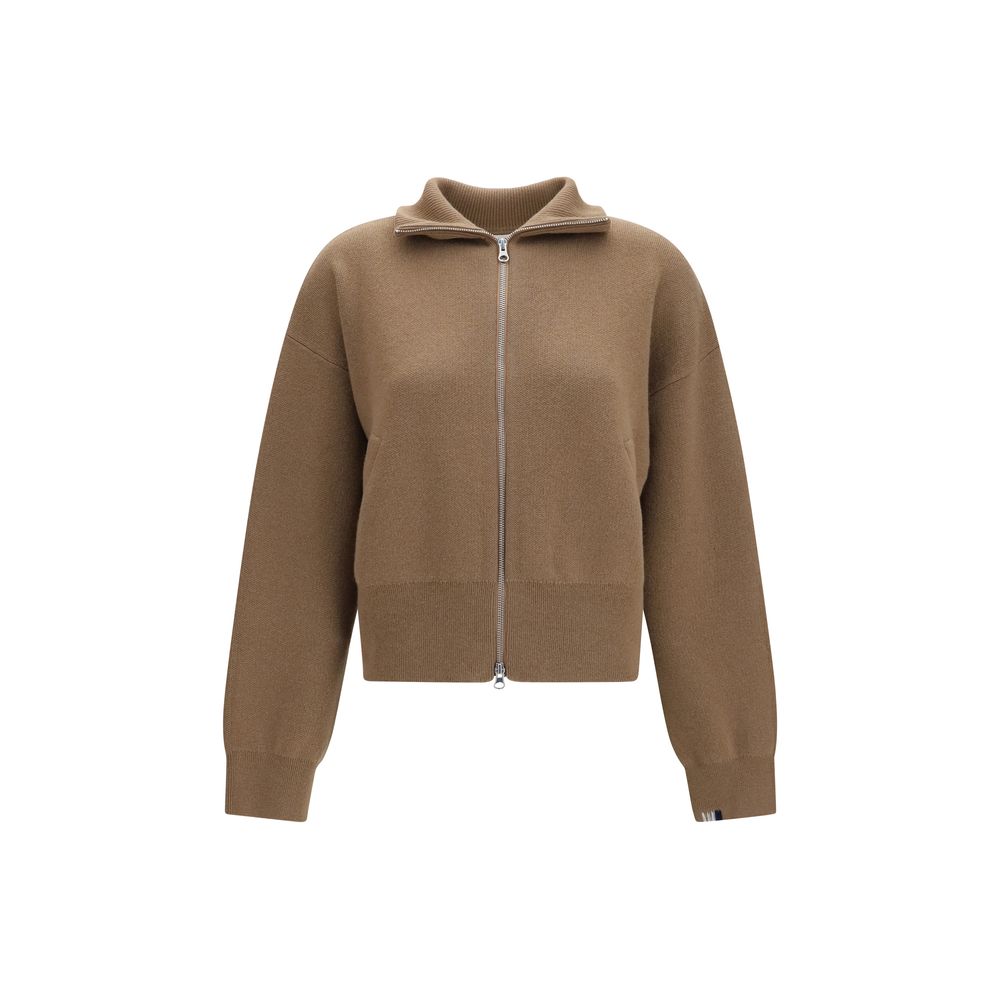 Sweatshirt by Extreme Cashmere for women in cashmere & capra leather brown features an exquisite silhouette, showcasing and high-collar neckline details for a exquisite look.
