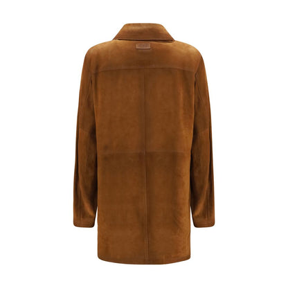 Overcoat by Valstar for women in bos taurus calf suede leather brown features a cosy chic silhouette, artfully detailed with a sophisticated and premium pockets for a cosy chic finish.