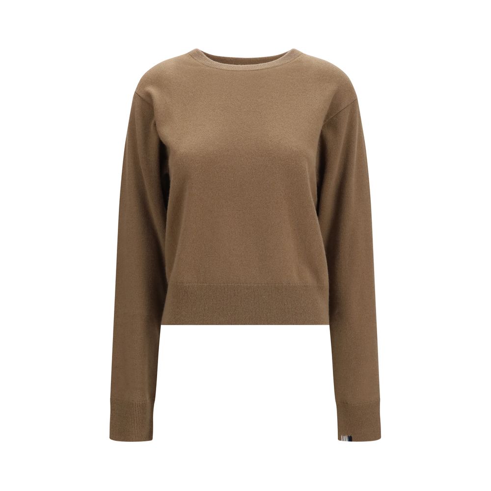 Sweater by Extreme Cashmere for women in cashmere & capra leather brown, gray, multicolor & striped showcases an masterful silhouette, artfully detailed with a masterful crew neckline and long-sleeve for a sophisticated, premium finish.