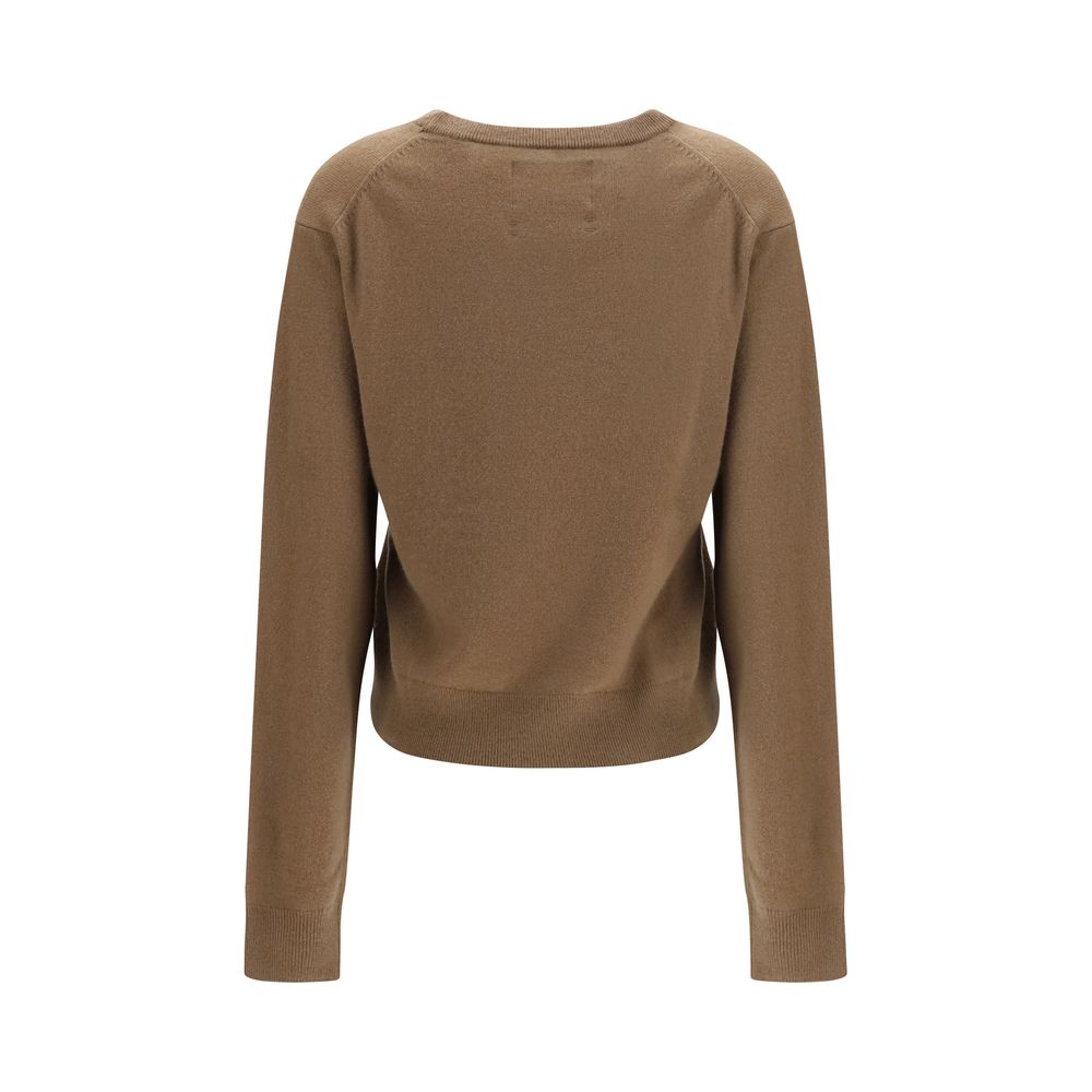 Sweater by Extreme Cashmere for women in cashmere & capra leather brown, gray, multicolor & striped showcases a discreet silhouette, finished with a discreet crew neckline and for a discreet look.