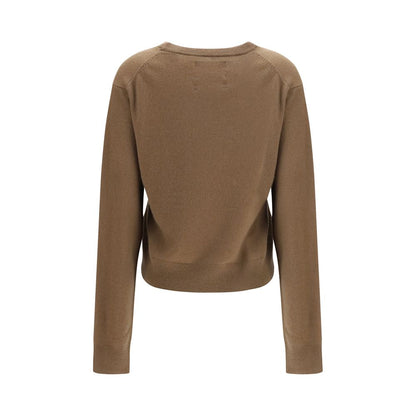 Sweater by Extreme Cashmere for women in cashmere & capra leather brown, gray, multicolor & striped showcases a discreet silhouette, finished with a discreet crew neckline and for a discreet look.