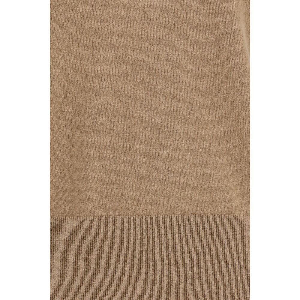 Sweater by Extreme Cashmere for women in nylon cashmere & capra leather beige features an tactile silhouette, showcasing a sophisticated and tactile for a refined finish.