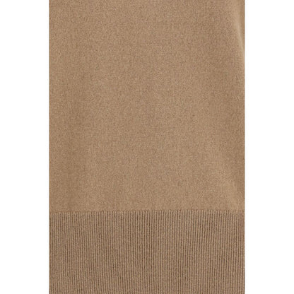 Sweater by Extreme Cashmere for women in nylon cashmere & capra leather beige features an tactile silhouette, showcasing a sophisticated and tactile for a refined finish.