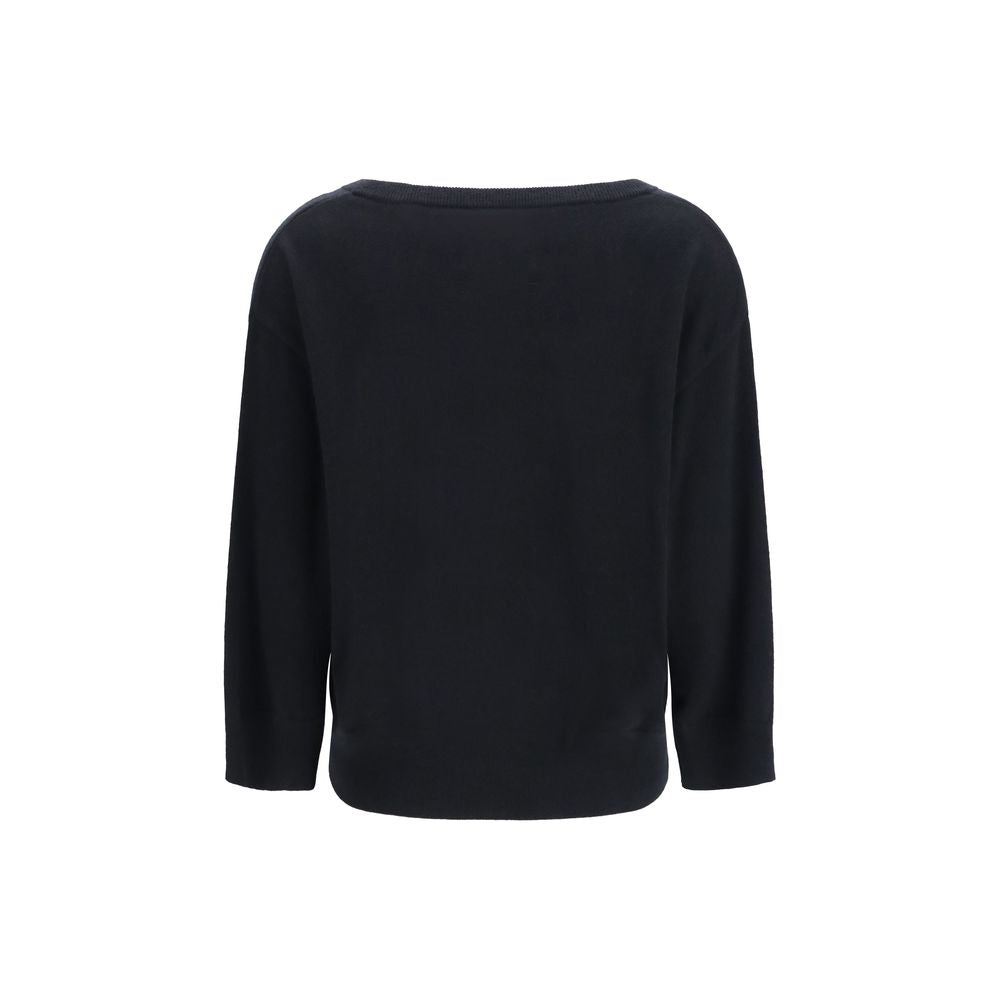 This Sweater by Extreme Cashmere for women in cashmere & capra leather black & pearl presents a understated silhouette, featuring a sophisticated v-neck neckline and for a understated finish.