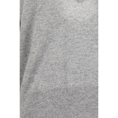 Sweater by Extreme Cashmere for women in cashmere & capra leather gray showcases a downtown chic silhouette, artfully finished with a downtown chic and for a sophisticated, high-end look.