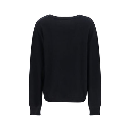 This Sweater by Extreme Cashmere for women in cashmere & capra leather black presents a understated silhouette, featuring a sophisticated v-neck neckline and for a understated finish.