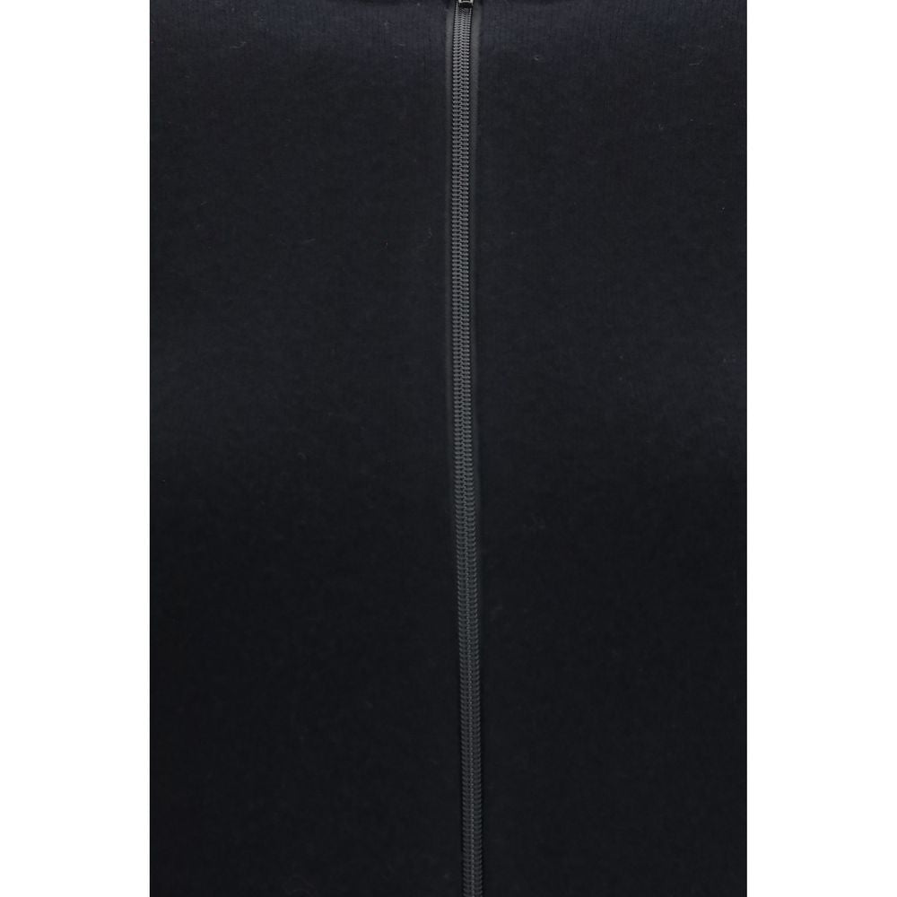 Cardigan by Extreme Cashmere for women in nylon cashmere & capra leather black features an impeccable silhouette, showcasing a sophisticated and detail for a truly impeccable finish.