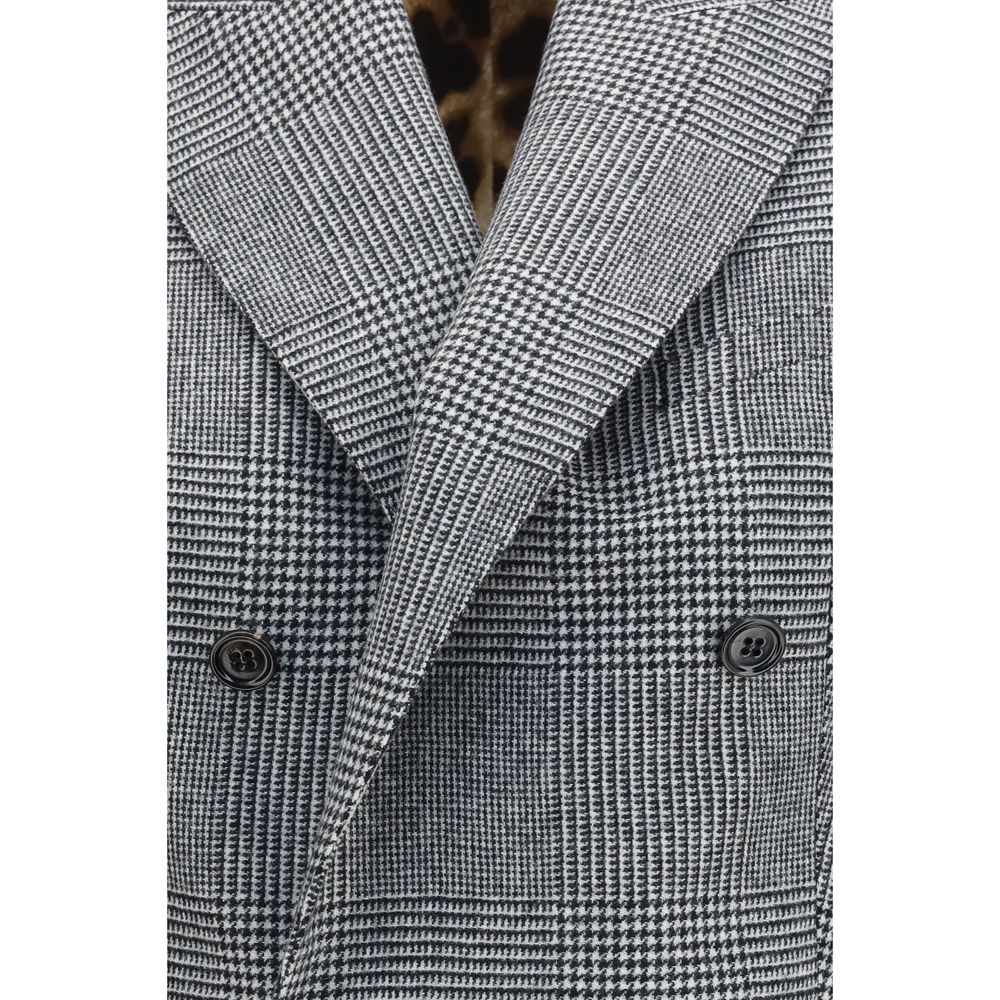 Vest by Dolce & Gabbana for women in polyester capra leather & wool gray & patterned features an contemporary silhouette, showcasing refined pockets and a contemporary for a sophisticated layered look.