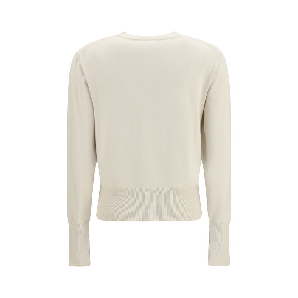 Cardigan by Vivienne Westwood for women in capra leather & cotton white & signature showcases a luxurious silhouette, meticulously detailed with a sophisticated round neckline and for a refined finish.