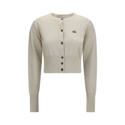 Cardigan by Vivienne Westwood for women in capra leather & cotton white features an impeccable silhouette, showcasing a sophisticated round neckline and long-sleeve detail for a truly impeccable finish.