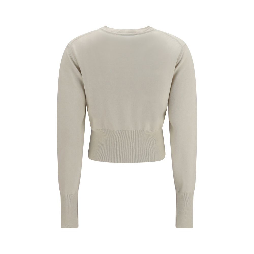 Cardigan by Vivienne Westwood for women in capra leather & cotton white presents a textural silhouette, artfully finished with a textural round neckline and for a sophisticated, textural look.