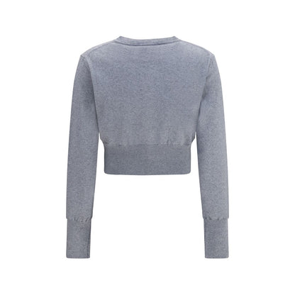 Cardigan by Vivienne Westwood for women in capra leather & cotton gray features a dramatic silhouette, showcasing a sophisticated round neckline and dramatic detail for a timeless, premium look.