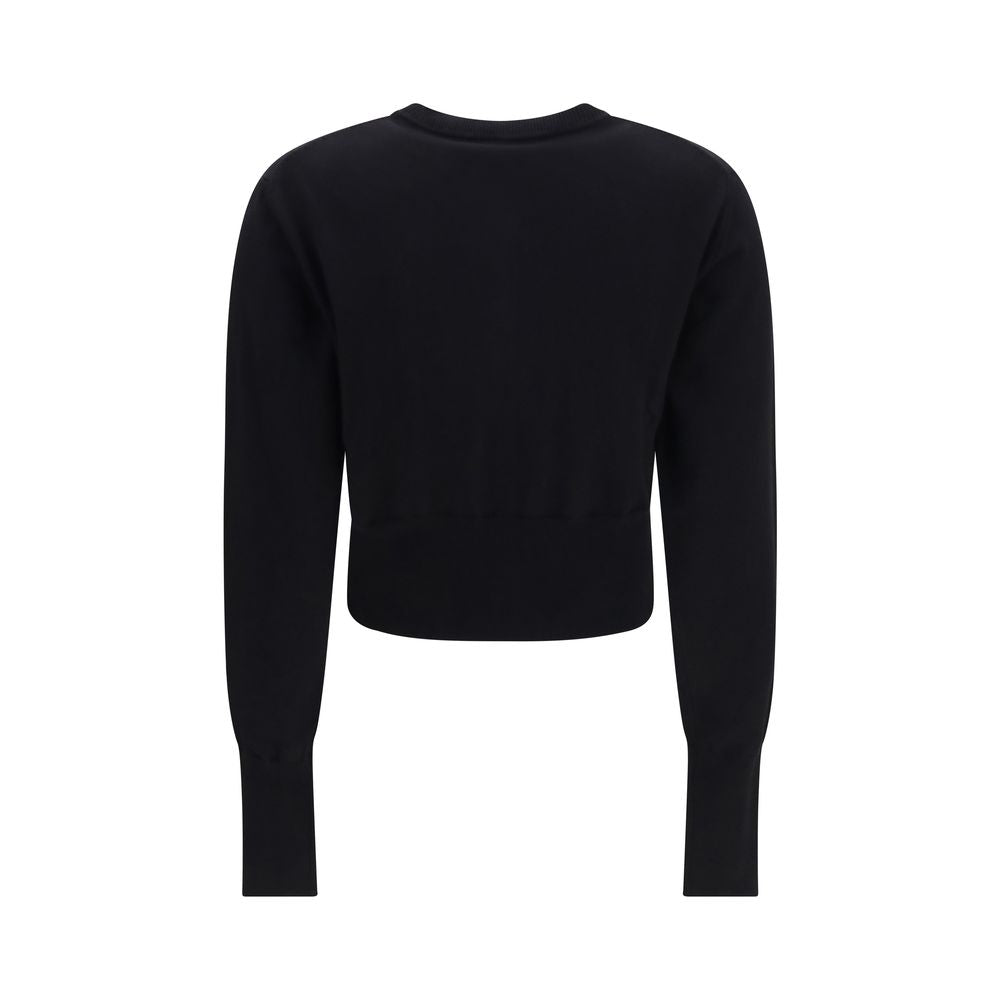 Cardigan by Vivienne Westwood for women in capra leather & cotton black showcases a luxurious silhouette, meticulously detailed with a sophisticated round neckline and for a refined finish.