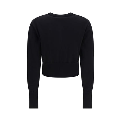 Cardigan by Vivienne Westwood for women in capra leather & cotton black showcases a luxurious silhouette, meticulously detailed with a sophisticated round neckline and for a refined finish.