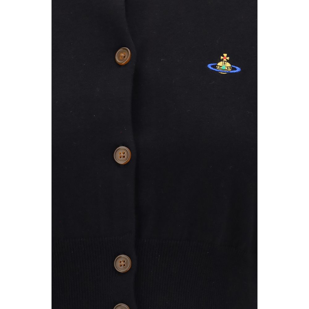 Cardigan by Vivienne Westwood for women in capra leather & cotton black features an crisp silhouette, showcasing a sophisticated round neckline and detail for a truly crisp finish.