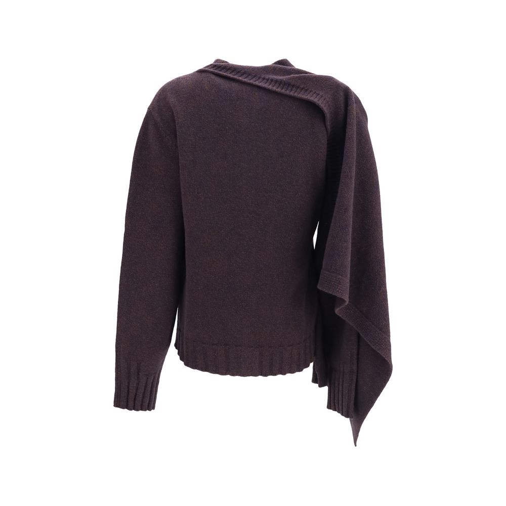 Cardigan by The Attico for women in wool & capra leather brown showcases a captivating silhouette, artfully detailed with a captivating and crew neckline for a truly sophisticated captivating look.