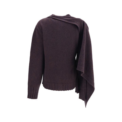 Cardigan by The Attico for women in wool & capra leather brown showcases a captivating silhouette, artfully detailed with a captivating and crew neckline for a truly sophisticated captivating look.
