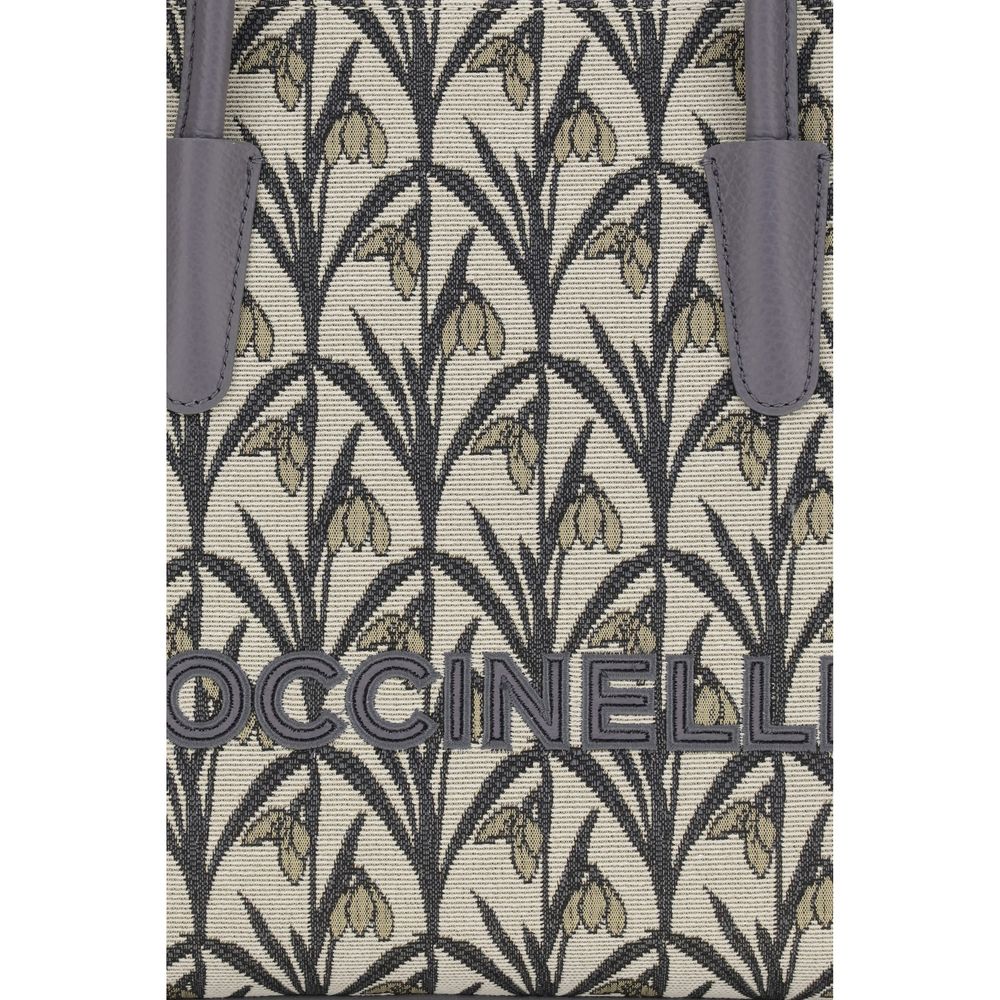 Shoulder Tote Bag by Coccinelle for women in bos taurus calf leather gray, patterned, floral, jacquard & signature showcases a enviable silhouette, artfully detailed with a secure , organized , and versatile shoulder-strap & handle for a enviable look.
