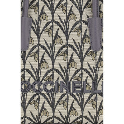 Shoulder Tote Bag by Coccinelle for women in bos taurus calf leather gray, patterned, floral, jacquard & signature showcases a enviable silhouette, artfully detailed with a secure , organized , and versatile shoulder-strap & handle for a enviable look.