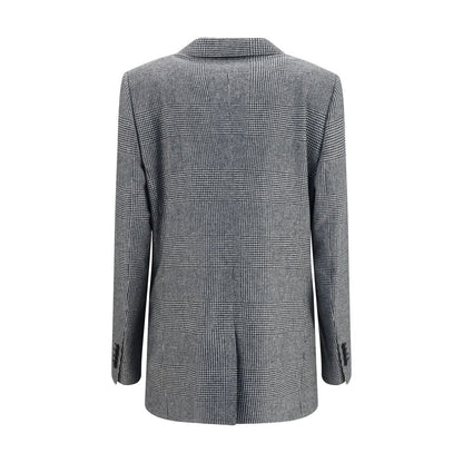 Blazer by Dolce & Gabbana for women in wool & capra leather gray presents a distinguished silhouette, detailed with a distinguished single-breasted neckline and distinctive for a truly sophisticated finish.