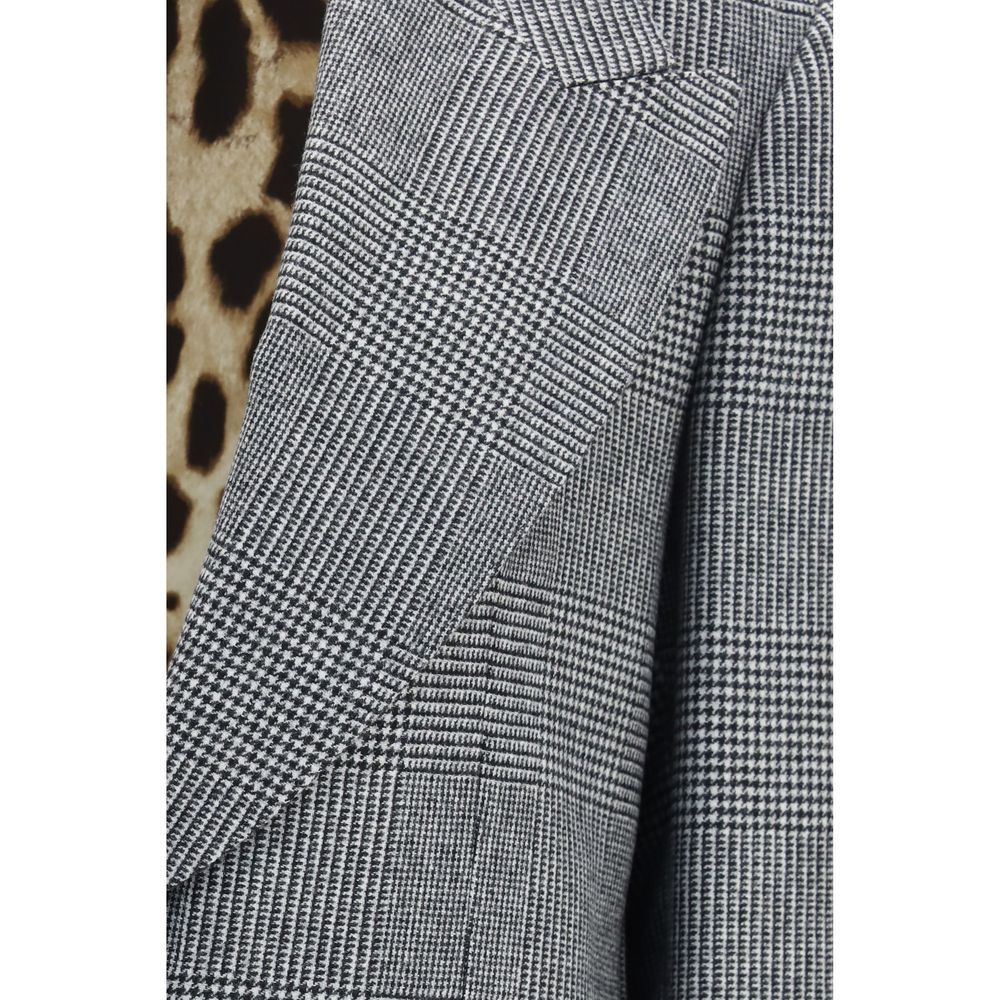 Blazer by Dolce & Gabbana for women in wool & capra leather gray features an sartorial silhouette, showcasing a sophisticated and sartorial for a truly sartorial finish.