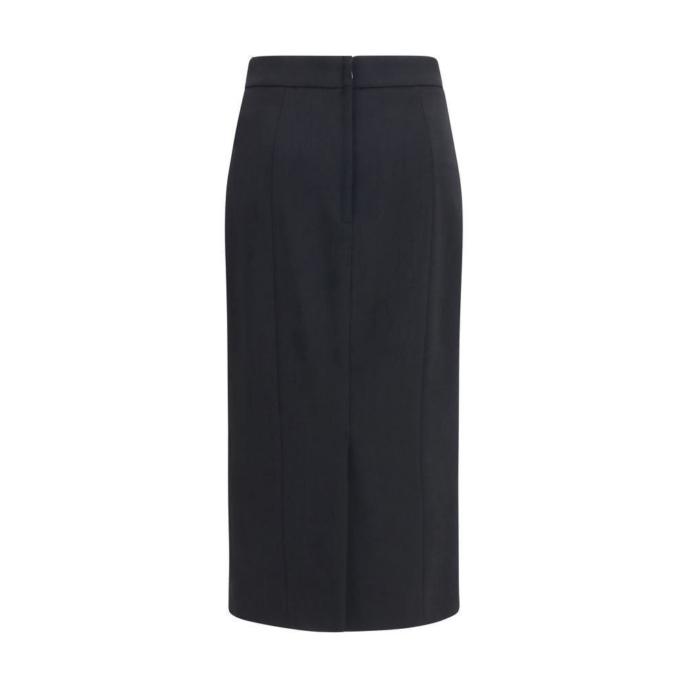 Skirt by Dolce & Gabbana for women in wool black features a contoured silhouette from the Women's Pencil Straight Wool Long Skirt collection, characterized by its contoured long for a contoured finish.