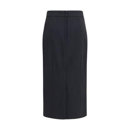 Skirt by Dolce & Gabbana for women in wool black features a contoured silhouette from the Women's Pencil Straight Wool Long Skirt collection, characterized by its contoured long for a contoured finish.