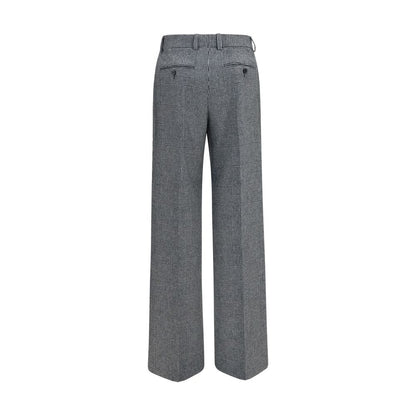 Trousers by Dolce & Gabbana for women in wool & capra leather gray presents a smart silhouette, meticulously detailed with a smart regular-fit, a smart long, and a smart .