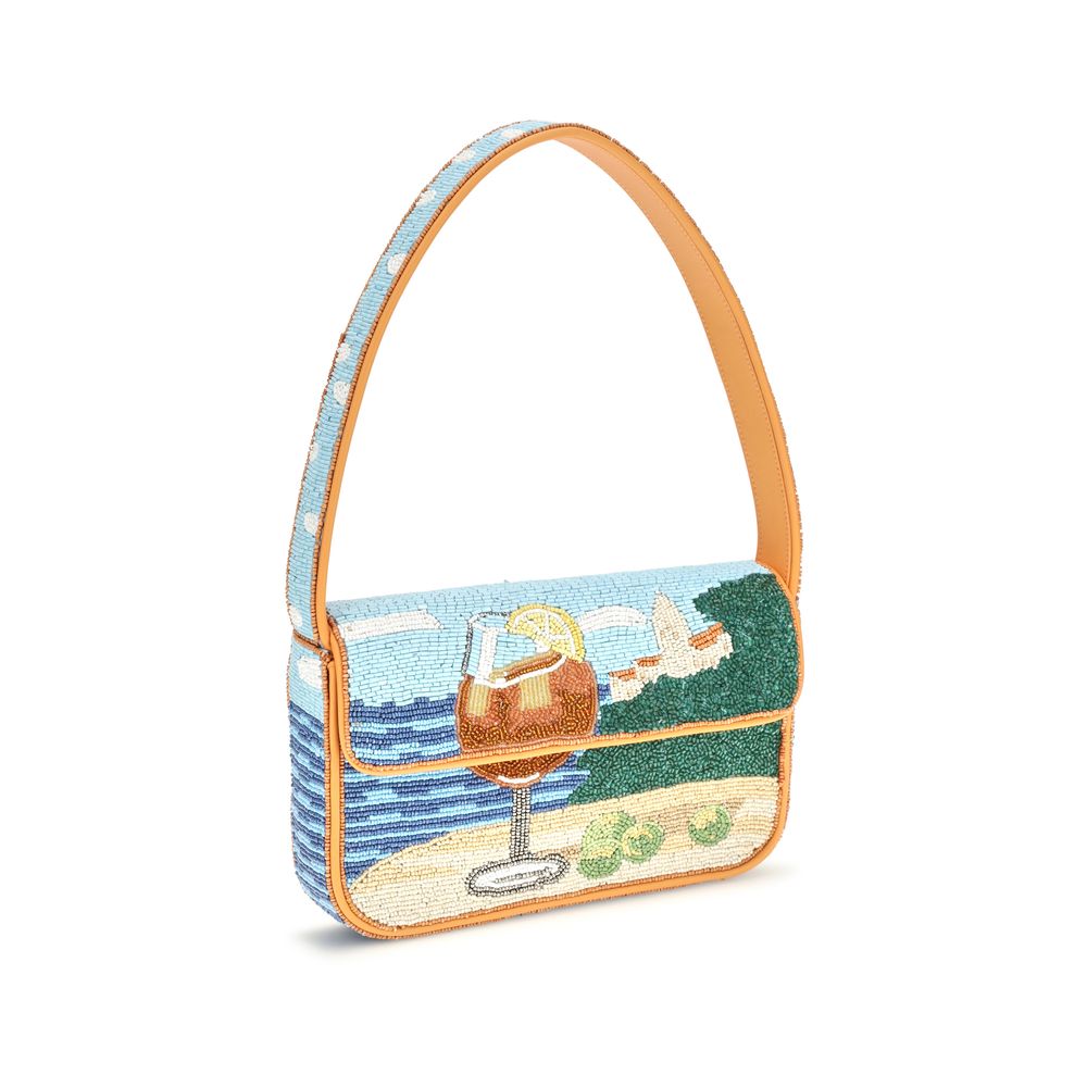 Shoulder Bag by Staud for women in leather & rayon multicolor & natural features a enviable silhouette, showcasing a secure zipper & magnetic, ample , and enviable shoulder-strap for a enviable finish.
