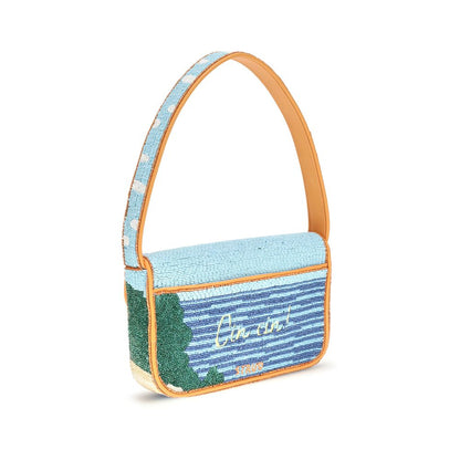 Shoulder Bag by Staud for women in leather & rayon multicolor & natural features an effortlessly chic silhouette with a secure zipper & magnetic, ample , and versatile shoulder-strap for effortlessly chic everyday luxury.