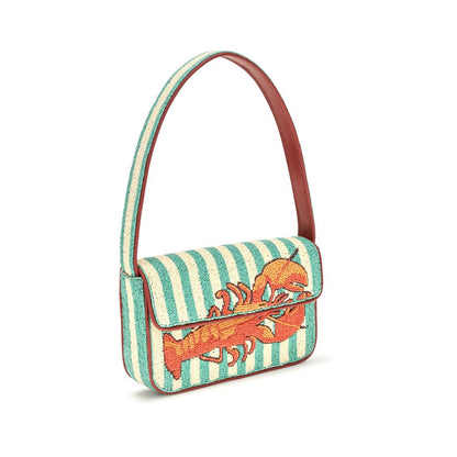 Shoulder Bag by Staud for women in leather & rayon multicolor & natural showcases a enviable silhouette, artfully detailed with a secure zipper & magnetic, organized , and versatile shoulder-strap for a enviable look.