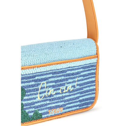 Shoulder Bag by Staud for women in leather & rayon multicolor & natural features a distinguished silhouette, showcasing a secure zipper & magnetic and distinguished with versatile shoulder-strap for a distinguished finish.