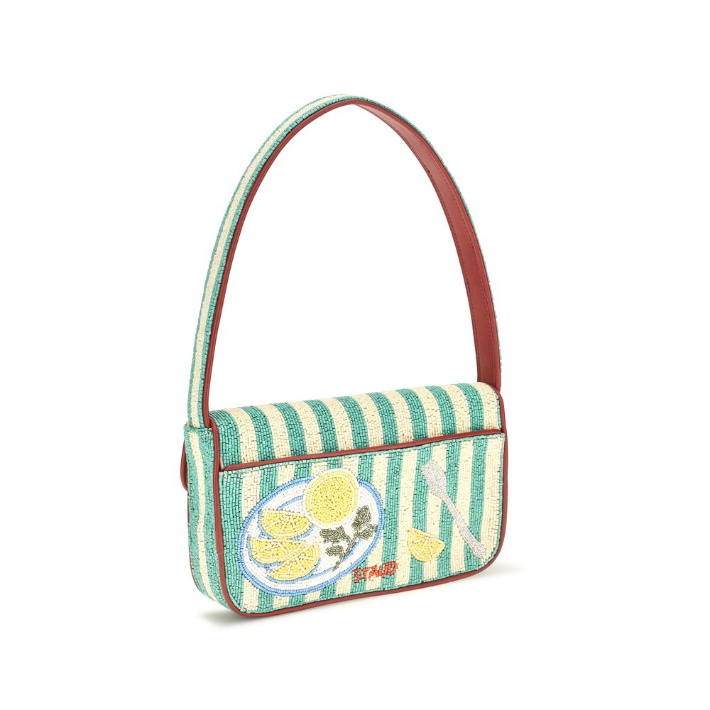 Shoulder Bag by Staud for women in leather & rayon multicolor & natural features a enviable silhouette, showcasing a secure zipper & magnetic, ample , and enviable shoulder-strap for a enviable finish.