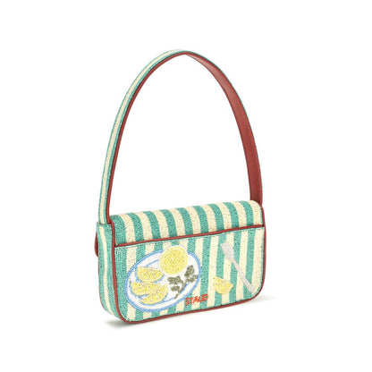 Shoulder Bag by Staud for women in leather & rayon multicolor & natural features a enviable silhouette, showcasing a secure zipper & magnetic, ample , and enviable shoulder-strap for a enviable finish.