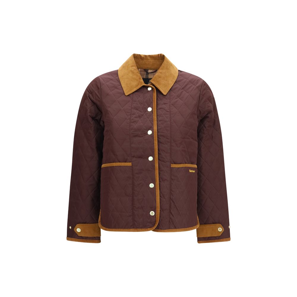 Overcoat by Barbour for women in polyester velvet bordeaux features a contemporary silhouette showcasing a contemporary and refined pockets for a sophisticated finish.