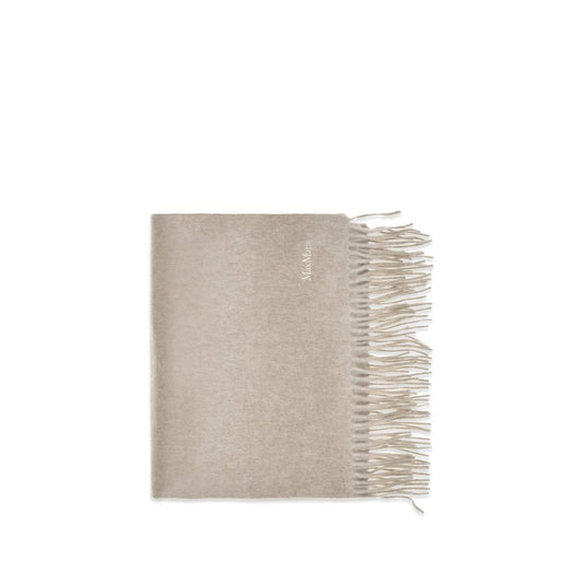 Scarf by Max Mara for women in cashmere & capra leather beige features a timeless silhouette, artfully capturing the essence of the timeless Cashmere & Capra Leather Shawl Fringes Scarf design for a sophisticated look.