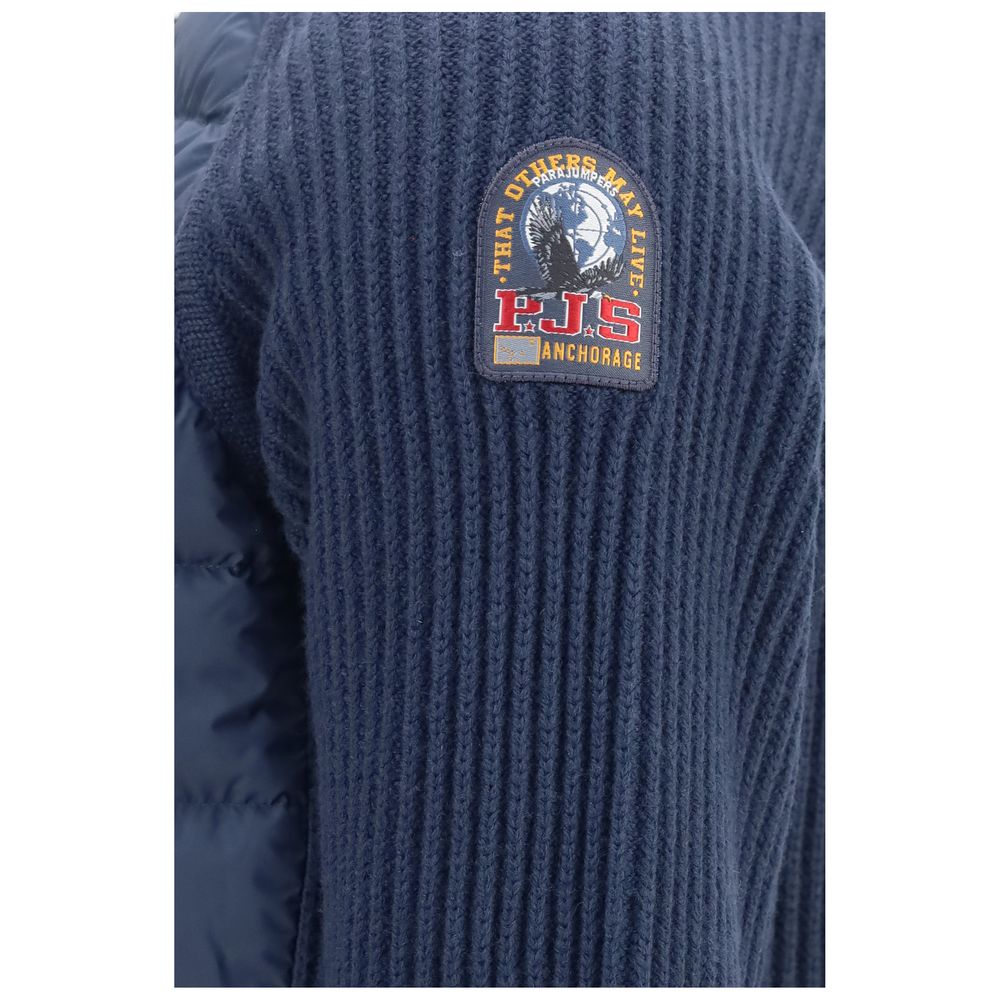 Windbreaker Jacket by Parajumpers for men in merino wool polyamide polyester duck & goose down blue & signature features an enduring silhouette, showcasing technical pockets, insulated & windproof and a sophisticated for a truly enduring aesthetic.