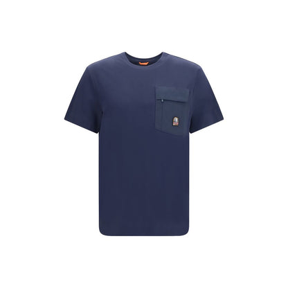 Activewear T-Shirt by Parajumpers for men in nylon cotton blue & signature features an contemporary design with , a short-sleeve length, and a contemporary crew neckline.